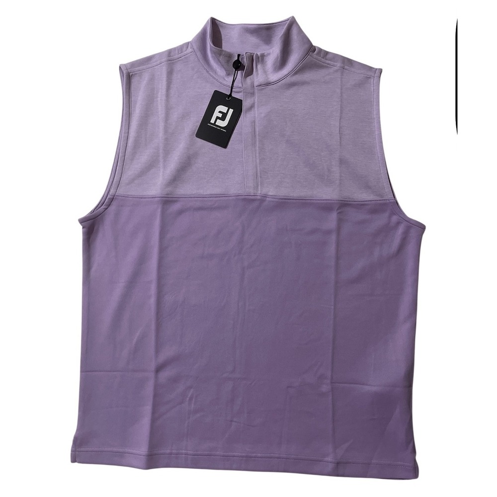 FootJoy Mens Heather Yoke Quarter Zip Vest Sleeveless Golf Shirt Lavender Medium